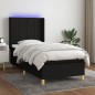 vidaXL Boxspringbett mit Matratze & LED Schwarz 90x190 cm Stoff vidaXL Boxspringbett mit Matratze & LED Schwarz 90x190 cm Stoff