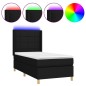 vidaXL Boxspringbett mit Matratze & LED Schwarz 90x190 cm Stoff vidaXL Boxspringbett mit Matratze & LED Schwarz 90x190 cm Stoff