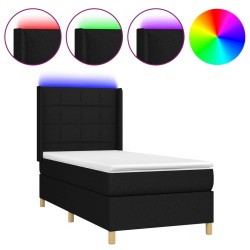 vidaXL Boxspringbett mit Matratze & LED Schwarz 80x200 cm Stoff