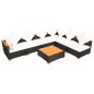 7-tlg. Garten-Lounge-Set mit Auflagen Poly Rattan Schwarz 7-tlg. Garten-Lounge-Set mit Auflagen Poly Rattan Schwarz