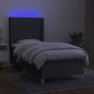 vidaXL Boxspringbett mit Matratze & LED Dunkelgrau 90x190 cm Stoff vidaXL Boxspringbett mit Matratze & LED Dunkelgrau 90x190 cm Stoff