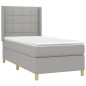 vidaXL Boxspringbett mit Matratze & LED Hellgrau 100x200 cm Stoff vidaXL Boxspringbett mit Matratze & LED Hellgrau 100x200 cm Stoff