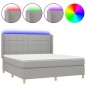 vidaXL Boxspringbett mit Matratze & LED Hellgrau 180x200 cm Stoff vidaXL Boxspringbett mit Matratze & LED Hellgrau 180x200 cm Stoff