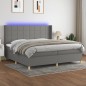 vidaXL Boxspringbett mit Matratze & LED Dunkelgrau 200x200 cm Stoff vidaXL Boxspringbett mit Matratze & LED Dunkelgrau 200x200 cm Stoff