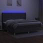 vidaXL Boxspringbett mit Matratze & LED Dunkelgrau 200x200 cm Stoff vidaXL Boxspringbett mit Matratze & LED Dunkelgrau 200x200 cm Stoff