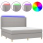 vidaXL Boxspringbett mit Matratze & LED Hellgrau 180x200 cm Stoff vidaXL Boxspringbett mit Matratze & LED Hellgrau 180x200 cm Stoff