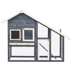 vidaXL Kaninchenstall Grau und Weiß 140x63x120 cm Tanne Massivholz