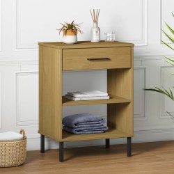 vidaXL Konsolenschrank OSLO mit Metallbeinen Braun Massivholz Kiefer
