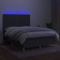 vidaXL Boxspringbett mit Matratze & LED Dunkelgrau 140x200 cm Stoff vidaXL Boxspringbett mit Matratze & LED Dunkelgrau 140x200 cm Stoff