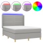 vidaXL Boxspringbett mit Matratze & LED Hellgrau 140x190 cm Stoff vidaXL Boxspringbett mit Matratze & LED Hellgrau 140x190 cm Stoff
