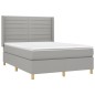 vidaXL Boxspringbett mit Matratze & LED Hellgrau 140x190 cm Stoff vidaXL Boxspringbett mit Matratze & LED Hellgrau 140x190 cm Stoff