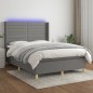 vidaXL Boxspringbett mit Matratze & LED Dunkelgrau 140x200 cm Stoff vidaXL Boxspringbett mit Matratze & LED Dunkelgrau 140x200 cm Stoff