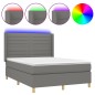 vidaXL Boxspringbett mit Matratze & LED Dunkelgrau 140x200 cm Stoff vidaXL Boxspringbett mit Matratze & LED Dunkelgrau 140x200 cm Stoff