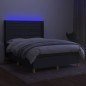 vidaXL Boxspringbett mit Matratze & LED Dunkelgrau 140x200 cm Stoff vidaXL Boxspringbett mit Matratze & LED Dunkelgrau 140x200 cm Stoff