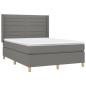 vidaXL Boxspringbett mit Matratze & LED Dunkelgrau 140x200 cm Stoff vidaXL Boxspringbett mit Matratze & LED Dunkelgrau 140x200 cm Stoff
