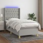 vidaXL Boxspringbett mit Matratze & LED Hellgrau 100x200 cm Stoff vidaXL Boxspringbett mit Matratze & LED Hellgrau 100x200 cm Stoff