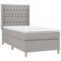 vidaXL Boxspringbett mit Matratze & LED Hellgrau 100x200 cm Stoff vidaXL Boxspringbett mit Matratze & LED Hellgrau 100x200 cm Stoff