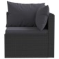 5-tlg. Garten-Lounge-Set mit Auflagen Poly Rattan Schwarz 5-tlg. Garten-Lounge-Set mit Auflagen Poly Rattan Schwarz