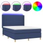 vidaXL Boxspringbett mit Matratze & LED Blau 140x200 cm Stoff vidaXL Boxspringbett mit Matratze & LED Blau 140x200 cm Stoff