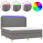 vidaXL Boxspringbett mit Matratze & LED Dunkelgrau 180x200 cm Stoff vidaXL Boxspringbett mit Matratze & LED Dunkelgrau 180x200 cm Stoff