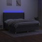 vidaXL Boxspringbett mit Matratze & LED Dunkelgrau 180x200 cm Stoff vidaXL Boxspringbett mit Matratze & LED Dunkelgrau 180x200 cm Stoff