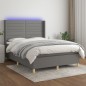 vidaXL Boxspringbett mit Matratze & LED Dunkelgrau 140x190 cm Stoff vidaXL Boxspringbett mit Matratze & LED Dunkelgrau 140x190 cm Stoff