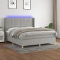 vidaXL Boxspringbett mit Matratze & LED Hellgrau 180x200 cm Stoff vidaXL Boxspringbett mit Matratze & LED Hellgrau 180x200 cm Stoff