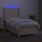 vidaXL Boxspringbett mit Matratze & LED Creme 90x200 cm Stoff vidaXL Boxspringbett mit Matratze & LED Creme 90x200 cm Stoff