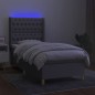 vidaXL Boxspringbett mit Matratze & LED Hellgrau 90x190 cm Stoff vidaXL Boxspringbett mit Matratze & LED Hellgrau 90x190 cm Stoff