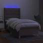 vidaXL Boxspringbett mit Matratze & LED Taupe 90x200 cm Stoff vidaXL Boxspringbett mit Matratze & LED Taupe 90x200 cm Stoff