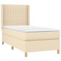 vidaXL Boxspringbett mit Matratze & LED Creme 90x190 cm Stoff vidaXL Boxspringbett mit Matratze & LED Creme 90x190 cm Stoff