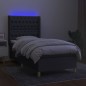 vidaXL Boxspringbett mit Matratze & LED Dunkelgrau 90x190 cm Stoff vidaXL Boxspringbett mit Matratze & LED Dunkelgrau 90x190 cm Stoff
