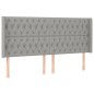 vidaXL Boxspringbett mit Matratze & LED Hellgrau 180x200 cm Stoff vidaXL Boxspringbett mit Matratze & LED Hellgrau 180x200 cm Stoff