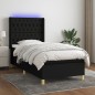 vidaXL Boxspringbett mit Matratze & LED Schwarz 90x190 cm Stoff vidaXL Boxspringbett mit Matratze & LED Schwarz 90x190 cm Stoff