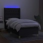 vidaXL Boxspringbett mit Matratze & LED Schwarz 90x190 cm Stoff vidaXL Boxspringbett mit Matratze & LED Schwarz 90x190 cm Stoff