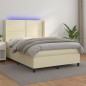 vidaXL Boxspringbett mit Matratze & LED Creme 140x200 cm Kunstleder vidaXL Boxspringbett mit Matratze & LED Creme 140x200 cm Kunstleder