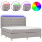 vidaXL Boxspringbett mit Matratze & LED Hellgrau 160x200 cm Stoff vidaXL Boxspringbett mit Matratze & LED Hellgrau 160x200 cm Stoff