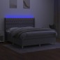 vidaXL Boxspringbett mit Matratze & LED Hellgrau 160x200 cm Stoff vidaXL Boxspringbett mit Matratze & LED Hellgrau 160x200 cm Stoff