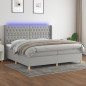 vidaXL Boxspringbett mit Matratze & LED Hellgrau 200x200 cm Stoff vidaXL Boxspringbett mit Matratze & LED Hellgrau 200x200 cm Stoff