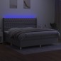 vidaXL Boxspringbett mit Matratze & LED Hellgrau 200x200 cm Stoff vidaXL Boxspringbett mit Matratze & LED Hellgrau 200x200 cm Stoff