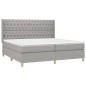 vidaXL Boxspringbett mit Matratze & LED Hellgrau 200x200 cm Stoff vidaXL Boxspringbett mit Matratze & LED Hellgrau 200x200 cm Stoff