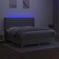 vidaXL Boxspringbett mit Matratze & LED Hellgrau 180x200 cm Stoff vidaXL Boxspringbett mit Matratze & LED Hellgrau 180x200 cm Stoff