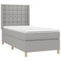 vidaXL Boxspringbett mit Matratze & LED Hellgrau 90x200 cm Stoff vidaXL Boxspringbett mit Matratze & LED Hellgrau 90x200 cm Stoff