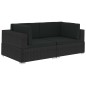 Ecksofas 2 Stk. mit Auflagen Poly Rattan Schwarz Ecksofas 2 Stk. mit Auflagen Poly Rattan Schwarz