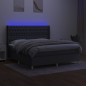vidaXL Boxspringbett mit Matratze & LED Dunkelgrau 180x200 cm Stoff vidaXL Boxspringbett mit Matratze & LED Dunkelgrau 180x200 cm Stoff