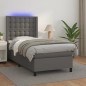 vidaXL Boxspringbett mit Matratze & LED Grau 90x190 cm Kunstleder vidaXL Boxspringbett mit Matratze & LED Grau 90x190 cm Kunstleder