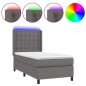 vidaXL Boxspringbett mit Matratze & LED Grau 90x190 cm Kunstleder vidaXL Boxspringbett mit Matratze & LED Grau 90x190 cm Kunstleder