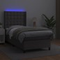 vidaXL Boxspringbett mit Matratze & LED Grau 90x190 cm Kunstleder vidaXL Boxspringbett mit Matratze & LED Grau 90x190 cm Kunstleder