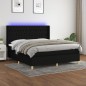 vidaXL Boxspringbett mit Matratze & LED Schwarz 160x200 cm Stoff vidaXL Boxspringbett mit Matratze & LED Schwarz 160x200 cm Stoff