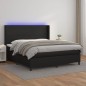 vidaXL Boxspringbett mit Matratze & LED Schwarz 160x200 cm Kunstleder vidaXL Boxspringbett mit Matratze & LED Schwarz 160x200 cm Kunstleder